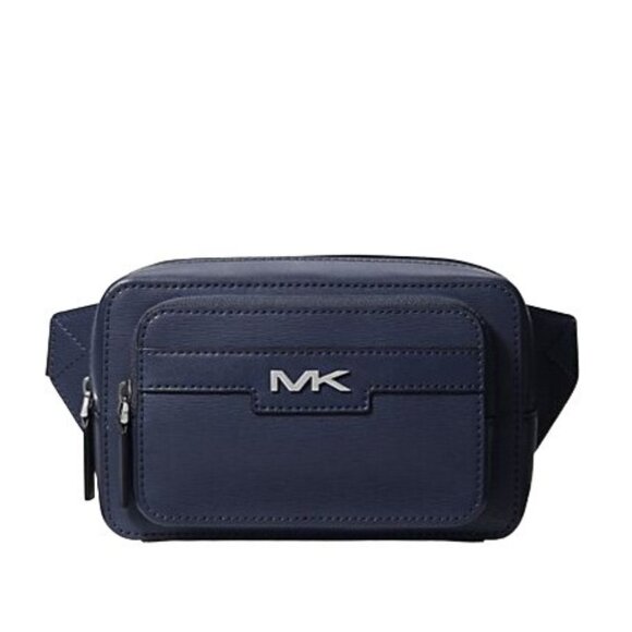 NEW Michael Kors Cooper Small Navy Blue Double Zip Belt Bag Waist Pack NWT - Picture 1 of 9